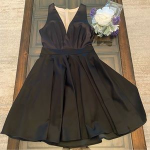 Marciano Black Satin Cocktail Dress with Nude Back Details
